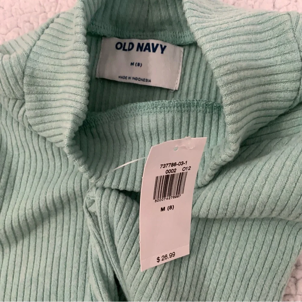 Old Navy Girls Sweater Dress Sz Medium 8 Mock Neck Mint Green Ribbed Soft New